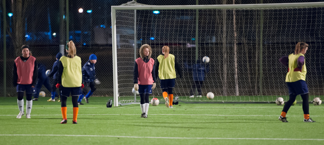 Practising on the Havukoski turf field in late November 2013.